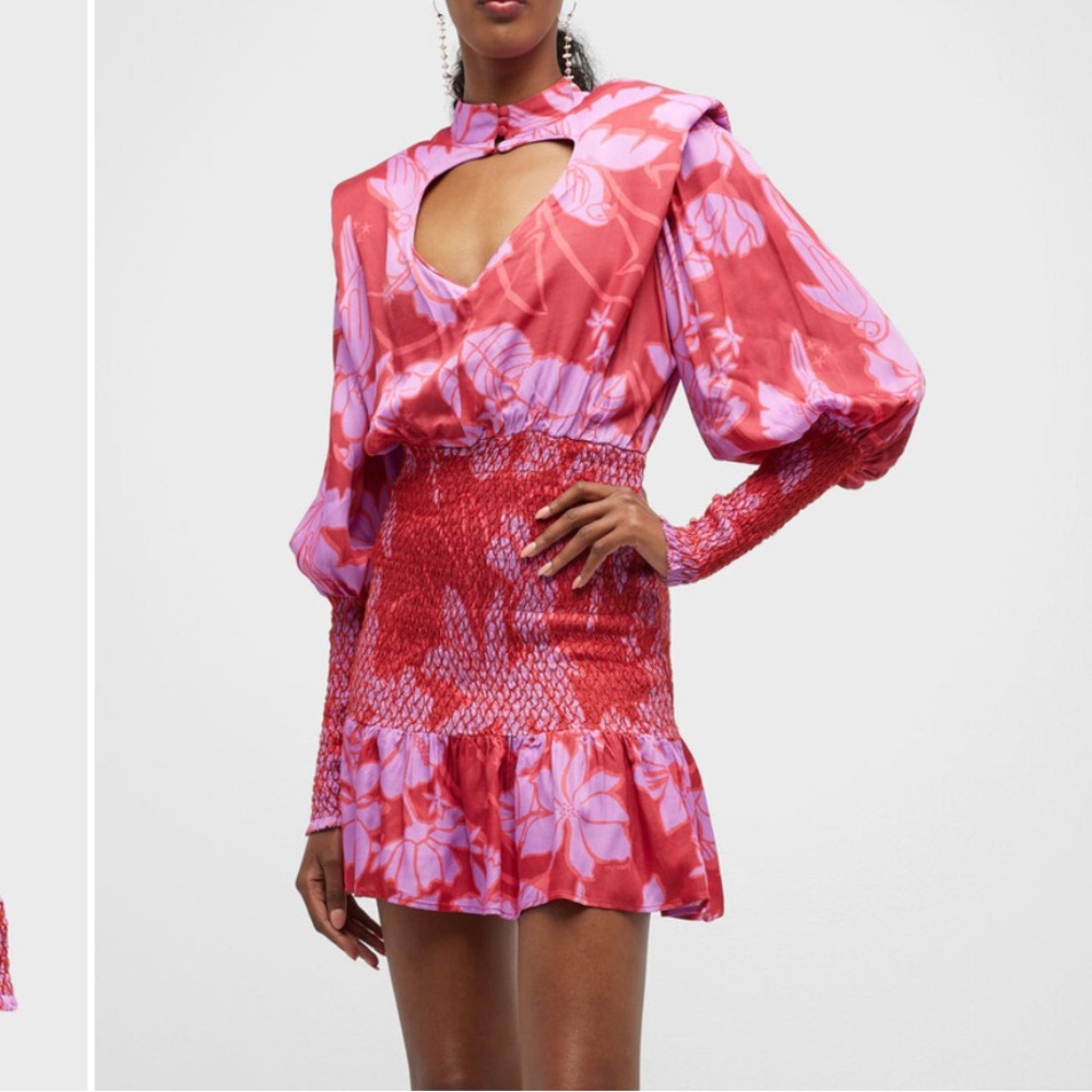 NWT Farm Rio Living Nature Heart Cutout Smocked Mini Dress Size Medium
